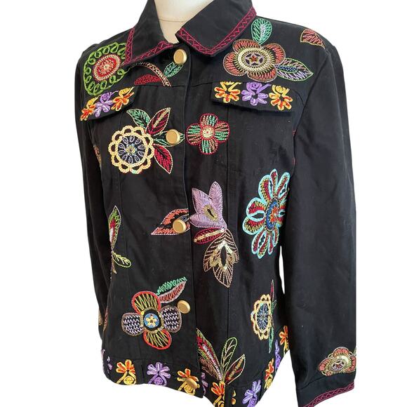 Vtg. BEREK Hysteric Glamour Artsy Jacket Blazer Womens M Embroidered Beaded - Picture 3 of 9